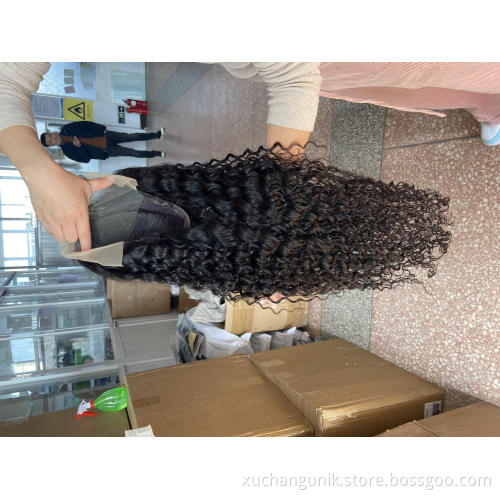 Uniky Hot Sale Wet And Wavy Lace Front Wig Wholesale 180% Density Long Transparent Swiss Water Wave 13X4 Pre-pluck Lace Wig